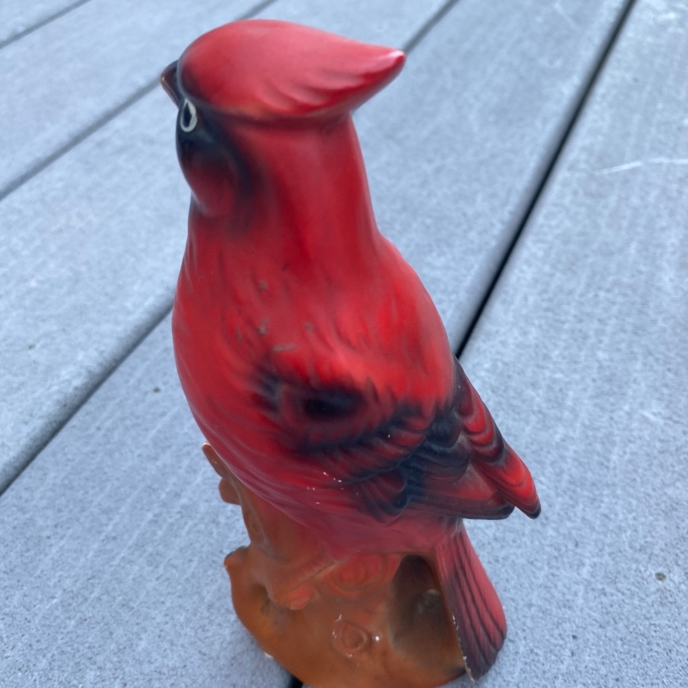 painted ceramic cardinal bird figurine